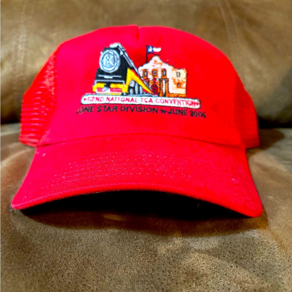 Vintage 62nd red National TCA Convention Railroad Baseball Hat by Otto
